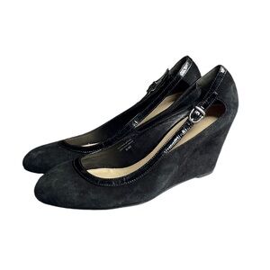 Via Spiga Wedge Heel Suede Leather Shoes Black 8.5